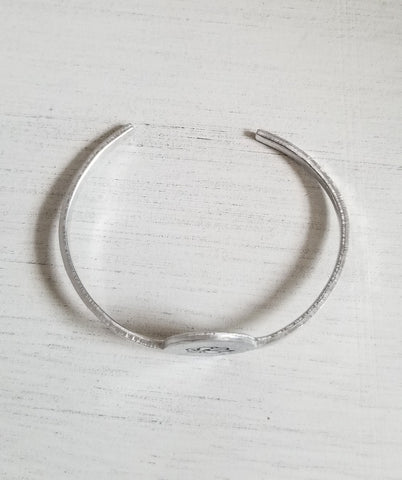 Skinny Silver Cuff, Magnolia Flower Cuff Bracelet