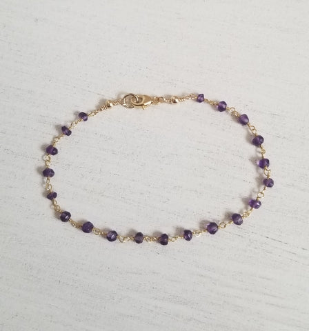 Thin gemstone beaded bracelet, birthday gift idea