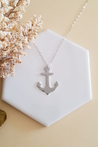 Handmade Anchor Charm Necklace, Jewe;ry Made in the USA, Boat Anchor Necklace