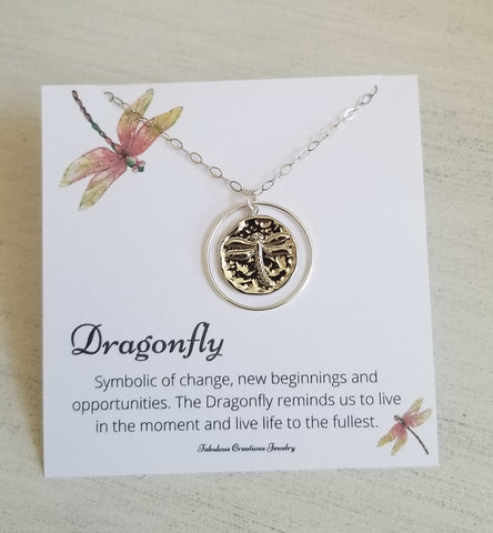 Dragonfly Pendant Necklace, Live Life to the Fullest, Dragonfly Jewelry