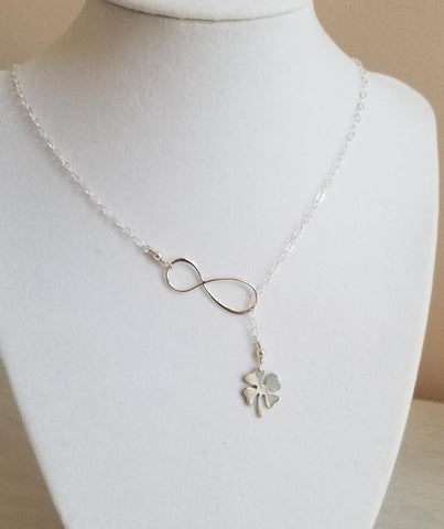 sterling silver infinity shamrock lariat