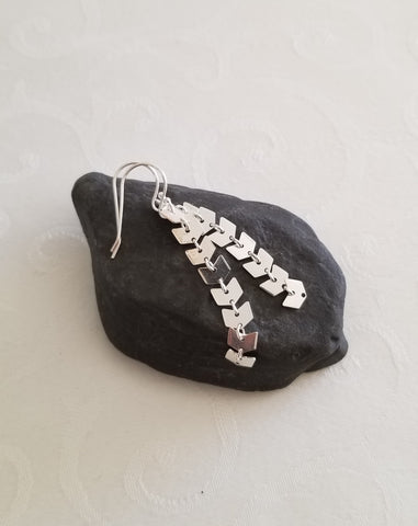 Dainty Chain Earrings, Long Silver Chain Earrings, Gift for Her, Handmade Earrings
