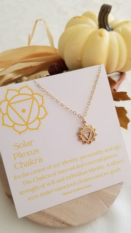 Gold Solar Plexus Charm Necklace
