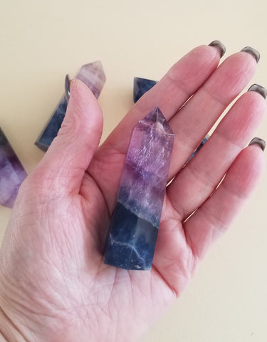 Natural Rainbow Fluorite Tower, Spiritual Meditation Crystal