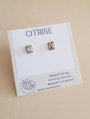 Sterling Silver Citrine Stud Earrings