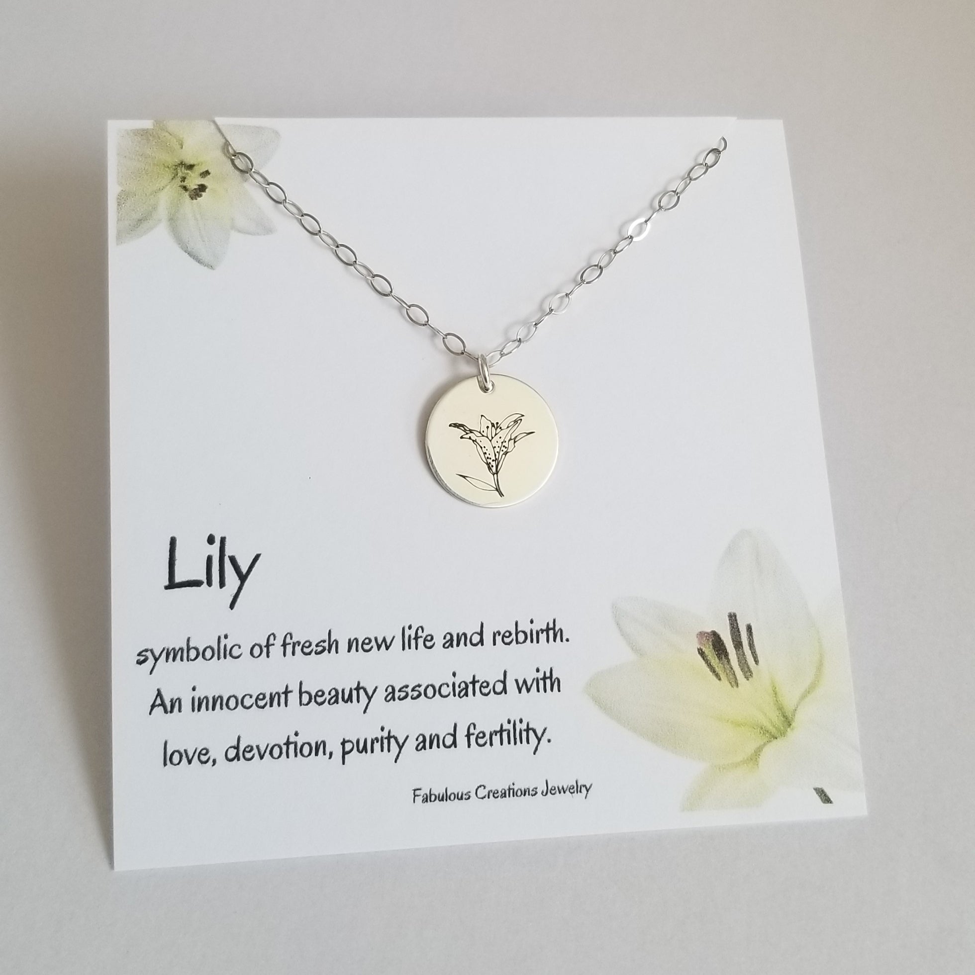gold lily flower necklace Lily Flower Charm Necklace, Gift for Mothers 18 inches / Gold Filled / Smooth