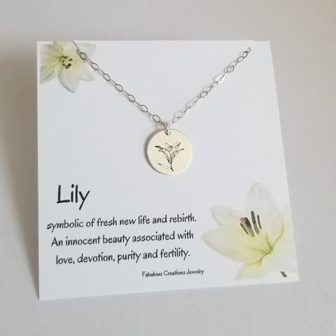 Lily Flower Charm Necklace, Gift for Mothers