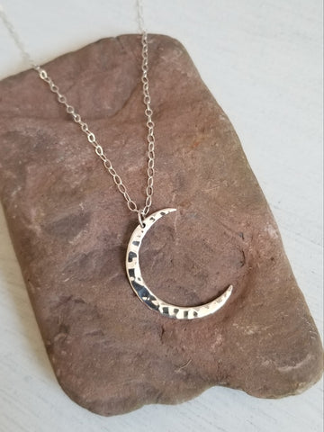 Crescent Moon Pendant Necklace, Sterling Silver Moon Necklace