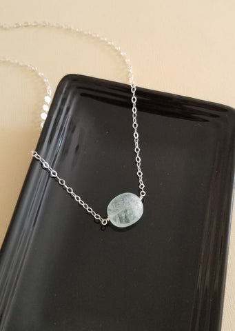 Natural Aquamarine Necklace for Women, Aquamarine Pendant, Dainty Crystal Necklace, Gift for Her, March Birthstone Jewelry