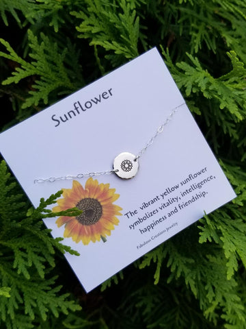 Dainty Sunflower Bracelet, Simple Everyday Bracelet