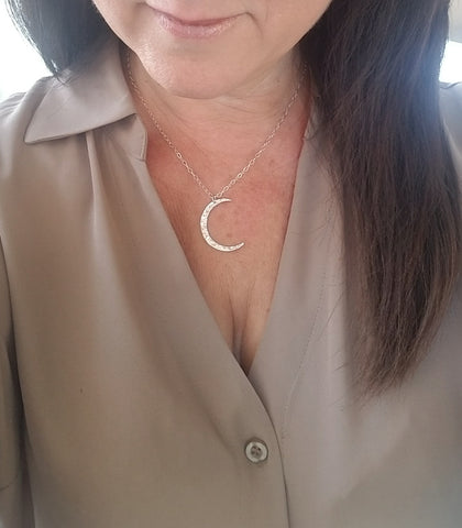 Moon Pendant Necklace Sterling Silver