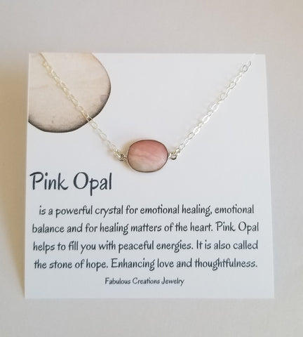 Pink Opal Necklace, Boho Stone Choker