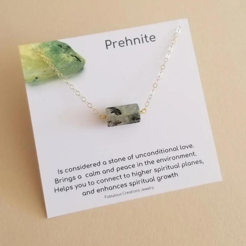 Stone of Unconditonal Love, Prehnite Necklace, Unique Crystal Necklace