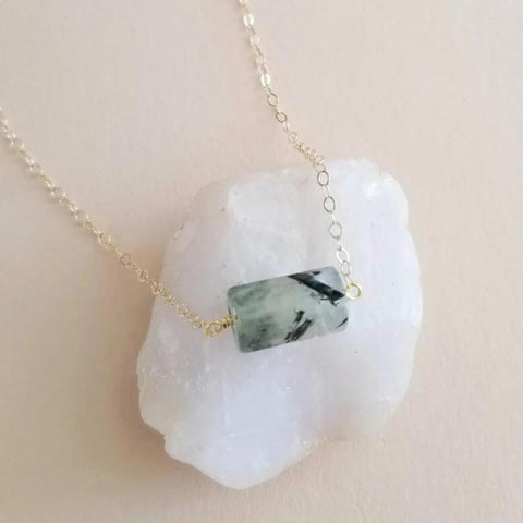 Prehnite Necklace for Women, Sterling Silver or Gold Filled