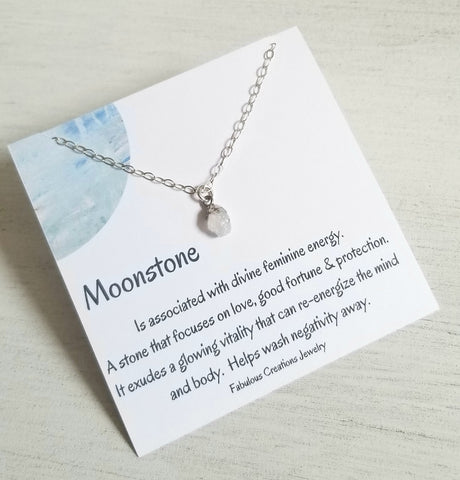 Dainty Raw Moonstone Necklace