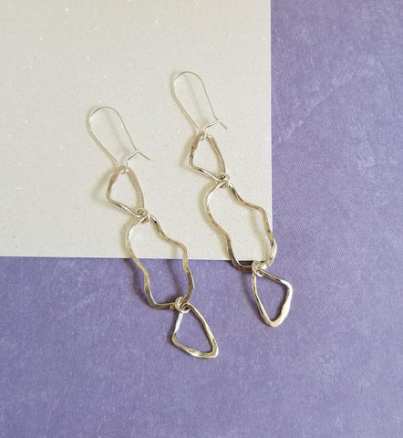 Long Free Form Design Earrings, Boho Chic