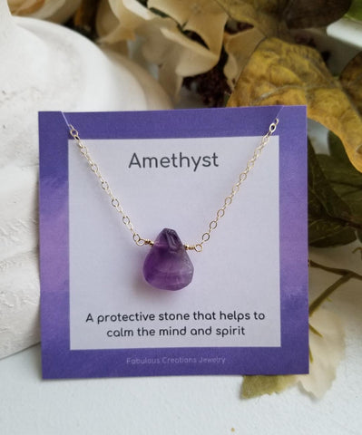 Raw Natural Amethyst Necklace, Dainty Necklace, February Birthstone
