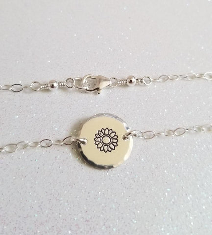 Dainty Sunflower Bracelet, Simple Everyday Bracelet