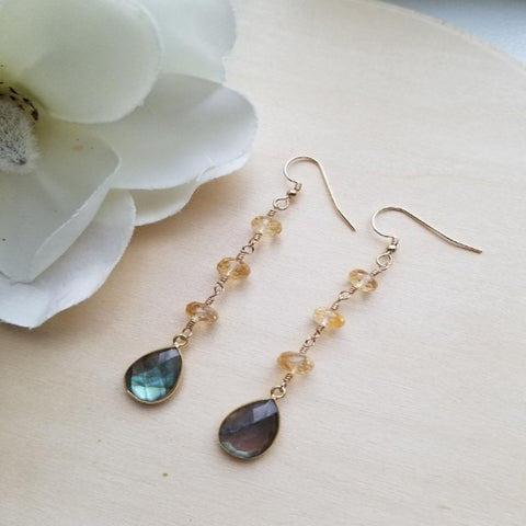 long earrings, Labradorite earrings, teardrop earrings, gift for sister, Fabulous Creations jewelry