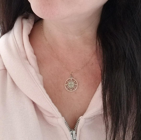 Graduation Gift, Gold Compass Necklace