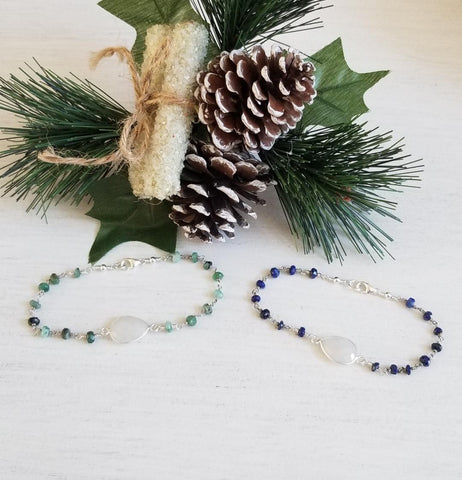 Something Blue, Lapis Lazuli and Moonstone Bracelet for Bridesmaid