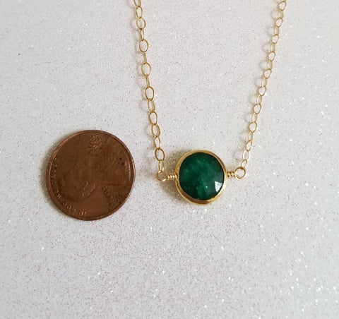 Dainty Gold Emerald Choker Necklace