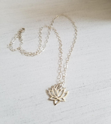 dainty lotus necklace, gift for yogi, lotus flower blossom, delicate necklace, gift for women