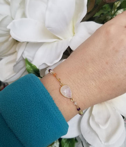Bridesmaid gift idea, wedding jewelry, Moonstone bracelet