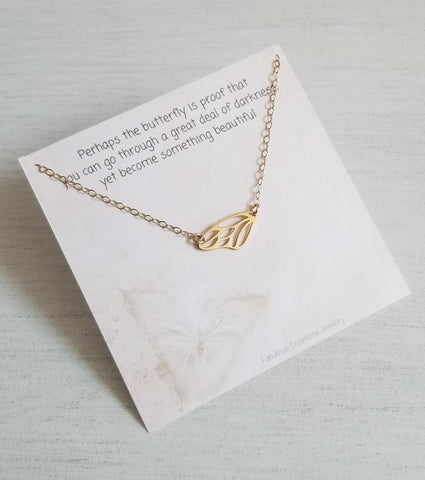 Dainty Gold Butterfly Wing Necklace