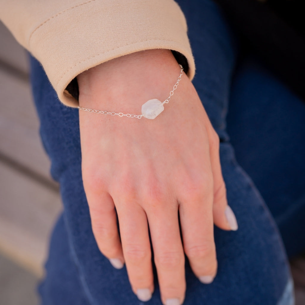 Dainty moonstone gold filled bracelet