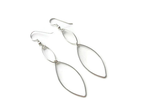 Sterling Silver Dangle Earrings, Geometric Design