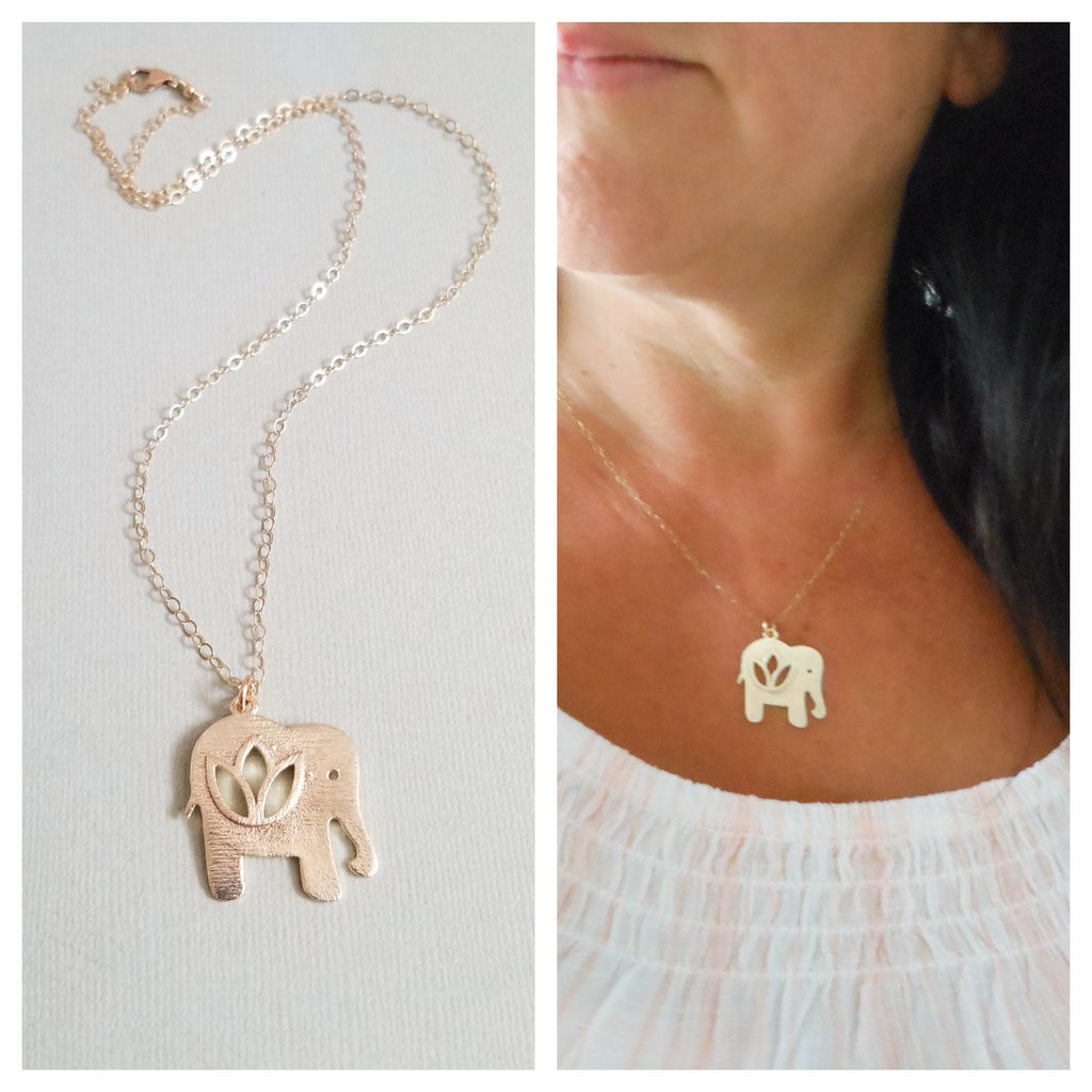Lucky Elephant Necklace: Gold Plated Good Luck Charm Necklace 