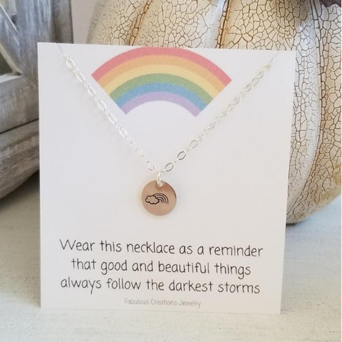 Rainbow Necklace for Women, Rainbow Baby, Custom Stamped Necklace, Gift for Her