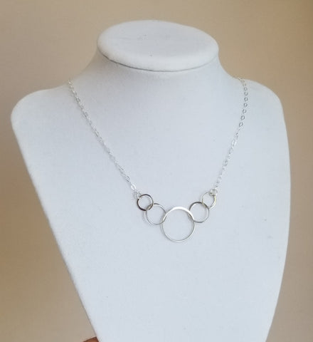 Five Linked Circles Necklace, Family Generations Necklace