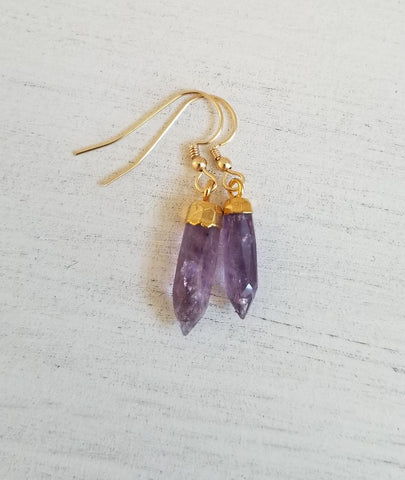 gift for best friend, February birthstone, small Amethyst earrings, natural gemstone jewelry