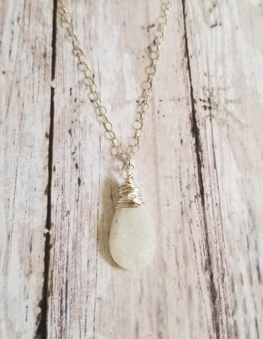 Natural Moonstone Solitaire Pendant Necklace