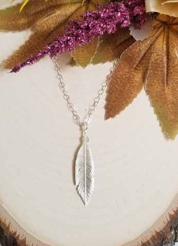 Feather charm necklace for her