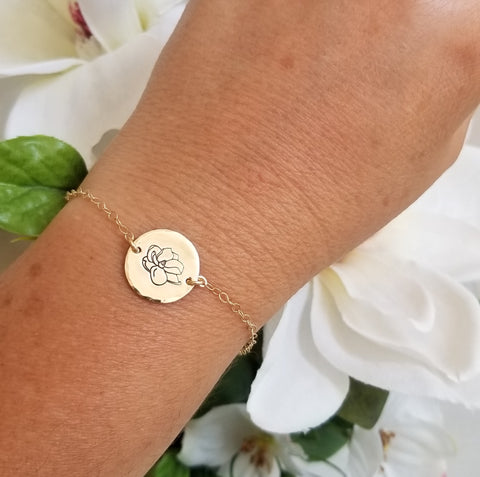 Dainty Magnolia Flower Bracelet