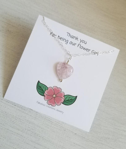 Flower Girl Gift, Heart Necklace