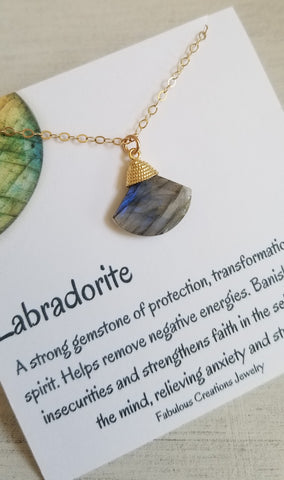 Natural Labradorite Pendant Necklace