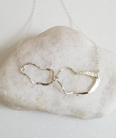 Modern Abstract Necklace, Sterling Silver