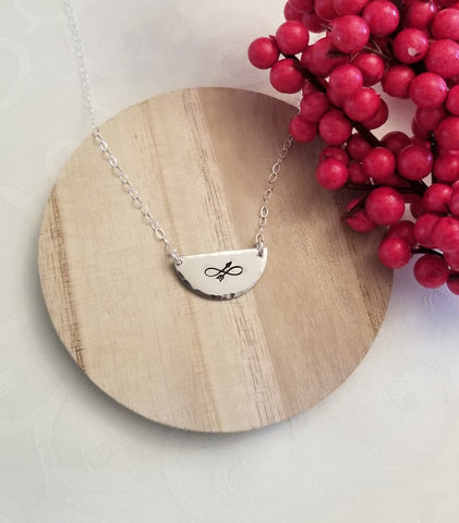 Hand Stamped Infinity Necklace, Bohemian Arrow Necklace for Women, Gift for Her