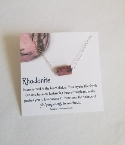 Dainty Rhodonite Necklace, Layering Necklace