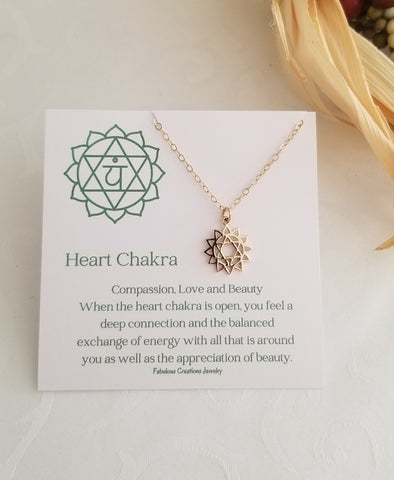 Gold Heart Chakra Charm Necklace for Women