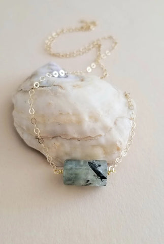 One of a Kind Prehnite Necklace for Women, Handmade Gemstone Jewelry  in the USA, Gift for Her
