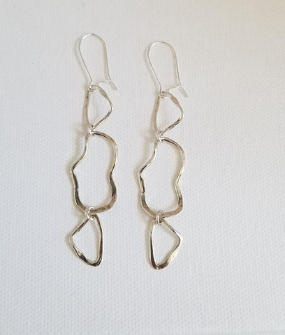 Long Free Form Design Earrings, Boho Chic