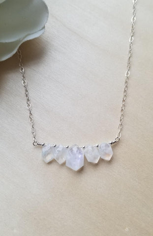 Sterling Silver Moonstone Necklace, Crystal Necklace Limited Edition