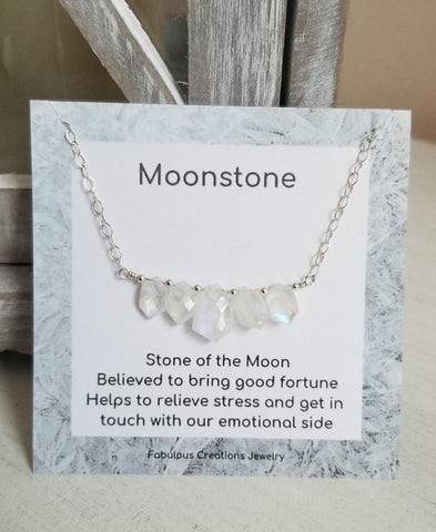 Sterling Silver Moonstone Necklace, Crystal Necklace Limited Edition