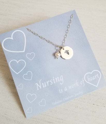 Nurse Charm Necklace with Freshwater Pearl