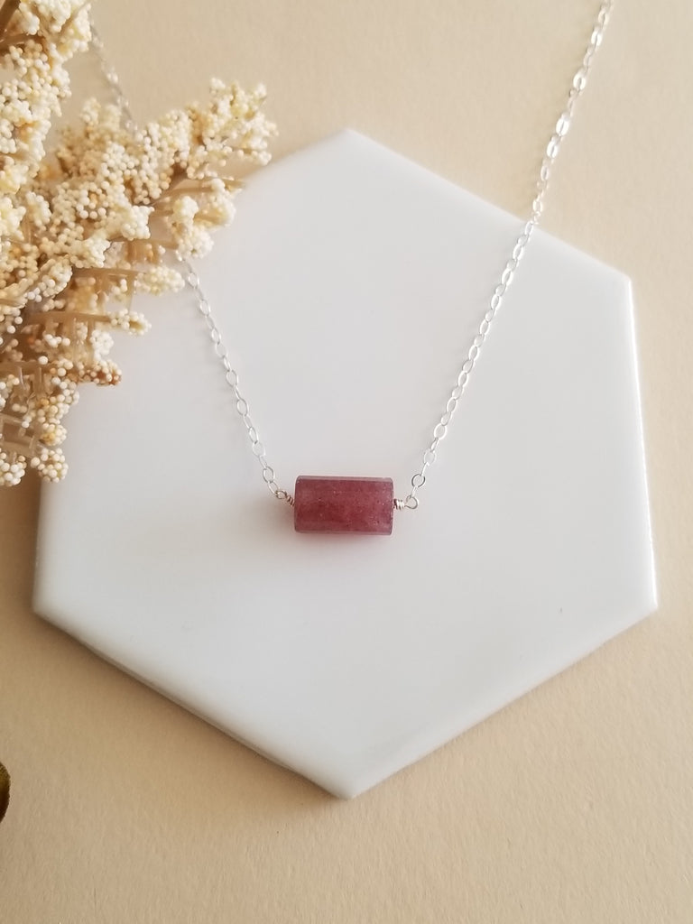 Strawberry quartz deals necklace